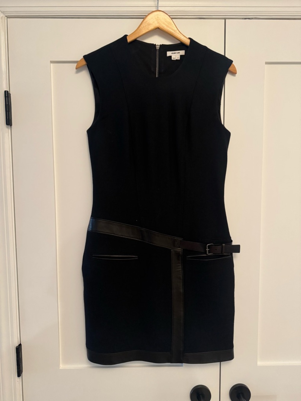 Helmut Lang Black Sleeveless Belted Dress